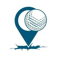 golf pelota y alfiler ubicación marca vector ilustración