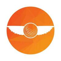 Golf ball with wings inside a shape of circle vector illustration