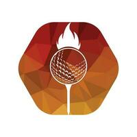 Golf ball with fire icon inside a shape of hexagon vector illustration