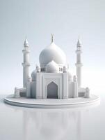 islámico linda 3d mezquita para Ramadán y eid saludo antecedentes ai generativo foto