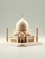 Islamic cute 3d mosque for ramadan and Eid greeting background photo