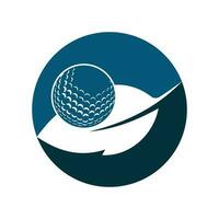 Golf ball and leaf logo inside a shape of circle vector illustration