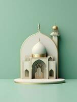 Islamic cute 3d mosque for ramadan and Eid greeting background photo