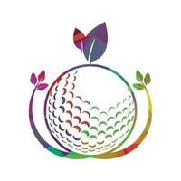 Golf ball and leaf logo vector illustration