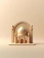 Islamic cute 3d mosque for ramadan and Eid greeting background photo