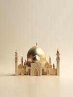 Islamic cute 3d mosque for ramadan and Eid greeting background photo