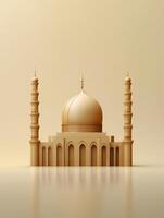 Islamic cute 3d mosque for ramadan and Eid greeting background photo