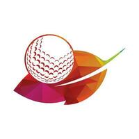 Golf ball and leaf logo vector illustration