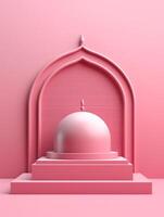 Islamic cute 3d mosque for ramadan and Eid greeting background photo