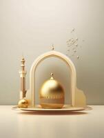 Islamic cute 3d mosque for ramadan and Eid greeting background photo