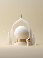 Islamic cute 3d mosque for ramadan and Eid greeting background photo