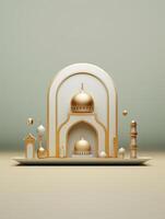 Islamic cute 3d mosque for ramadan and Eid greeting background photo