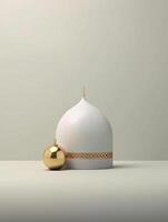 Islamic cute 3d mosque for ramadan and Eid greeting background photo