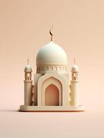 Islamic cute 3d mosque for ramadan and Eid greeting background photo