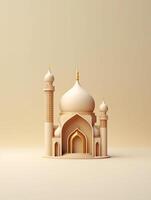 Islamic cute 3d mosque for ramadan and Eid greeting background photo