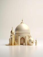 Islamic cute 3d mosque for ramadan and Eid greeting background photo