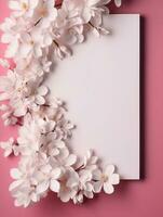 Tropical floral background with blank paper copy space. Space for text photo