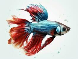 Red and blue betta fish isolated on white background photo