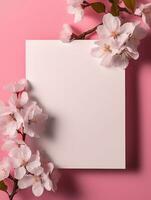 Tropical floral background with blank paper copy space. Space for text photo