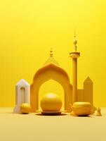 Islamic cute 3d mosque for ramadan and Eid greeting background photo