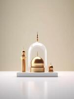 Islamic cute 3d mosque for ramadan and Eid greeting background photo