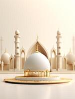 Islamic cute 3d mosque for ramadan and Eid greeting background photo