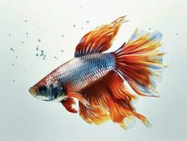 Red and blue betta fish isolated on white background photo