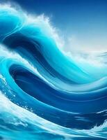 Abstract blue curve line with flowing waves background generated by ai photo