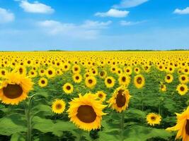 A huge field of blooming sunflowers generated by ai photo