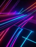 Abstract background with blue pink line and neonled light effect generated by ai photo