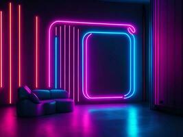 Abstract background with blue pink line and neonled light effect generated by ai photo