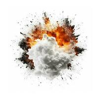 Big explosion effect isolated on white background, created with generative AI photo