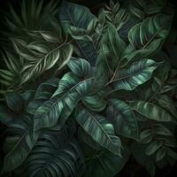 Green leaves foliage, created with generative AI photo