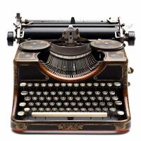 Vintage typewriter isolated on white background, created with photo