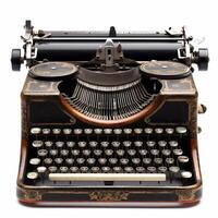 Vintage typewriter isolated on white background, created with generative AI photo