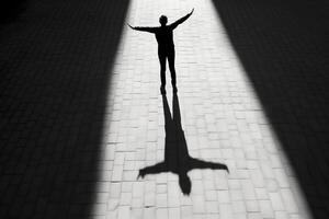 Conquering Anxiety Inspiring Image of Strength, Resilience, and Overcoming Shadows AI Generated photo