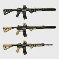 realistic modern assault rifles set vector