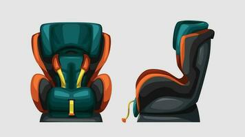 front and side view baby car seat vector