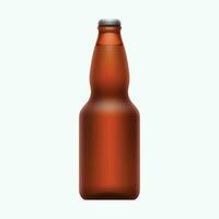 full brown beer bottle isolated on white vector