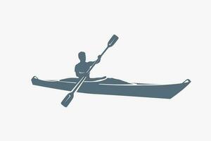 male silhouette on kayak on white vector