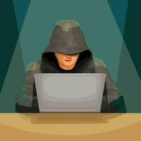 hacker front sitting in light vector