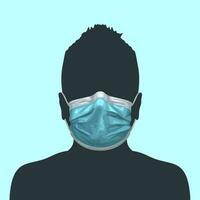 human silhouette blue medical mask vector