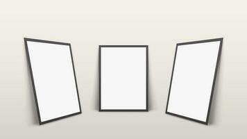 three frames with shadows at wall vector