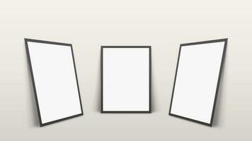 three frames with shadows at wall vector