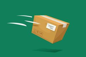 throwing carton parcel on green vector