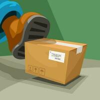 delivery carton box by postman vector