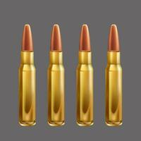 group of realistic rifle bullets vector