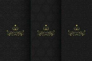rich black color seamless patterns gold logo vector