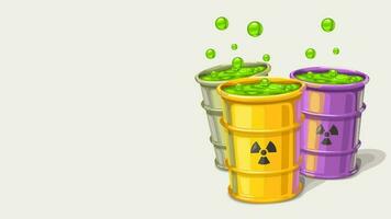 three barrels with toxic waste vector