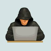 hacker wearing black clothes front vector